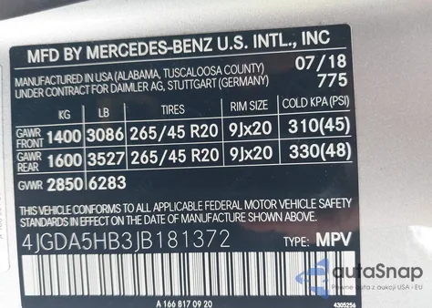2018 Mercedes-Benz Gle 350 4Matic from USA, damaged, VIN 4JGDA5HB3JB181372